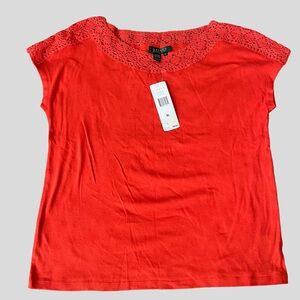 Lauren Ralph Lauren NWT turmeric orange crochet scoop neck top XL